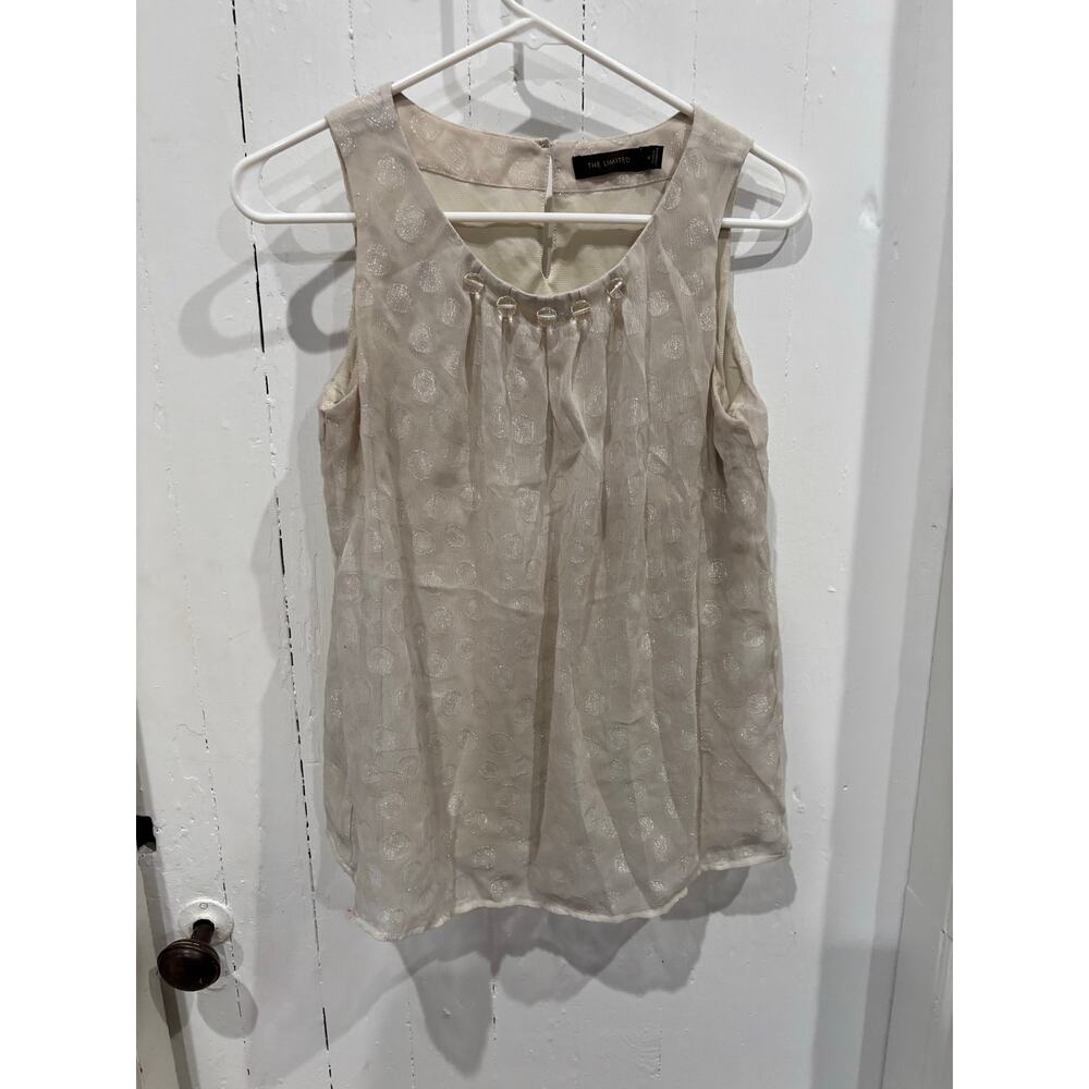 The Limited Sleeveless Tank Blouse with Subtle Polka Dot Detail size medium